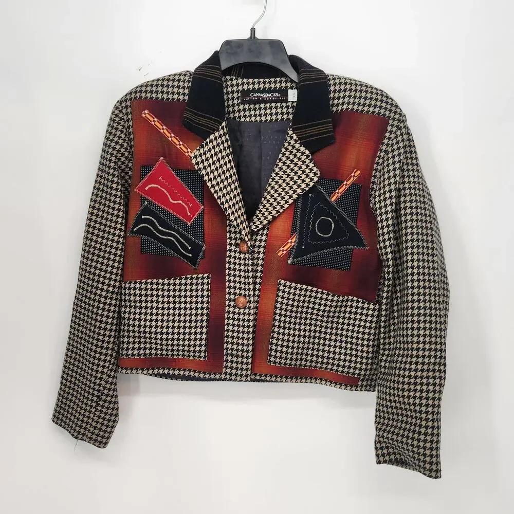 VTG. Canvasbacks Lutton & Horsfield Art-to-Wear Embroidered Art Blazer Women XS - Picture 2 of 9